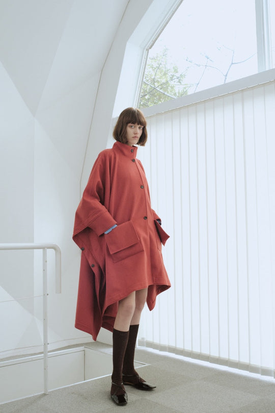 Super Big Poncho Coat Orange