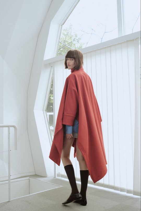 Super Big Poncho Coat Orange