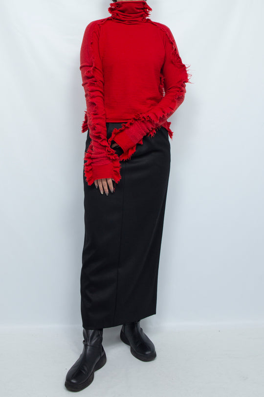 ZEBRA KNIT PULL OVER & ARM WARMERS red