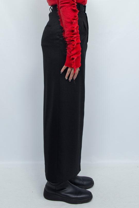 SLACKS DETAIL MAXI LENGTH SKIRT BLACK