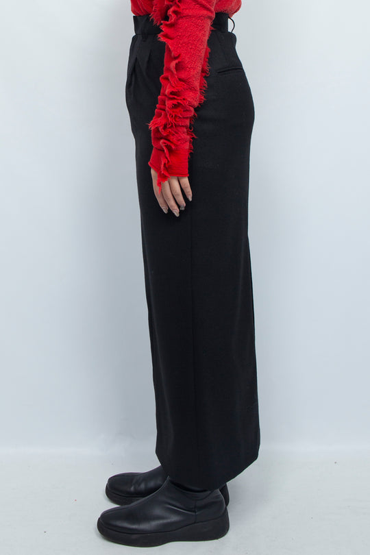 SLACKS DETAIL MAXI LENGTH SKIRT BLACK