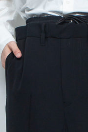 Double Waist Straight Pants BLACK×BLACK