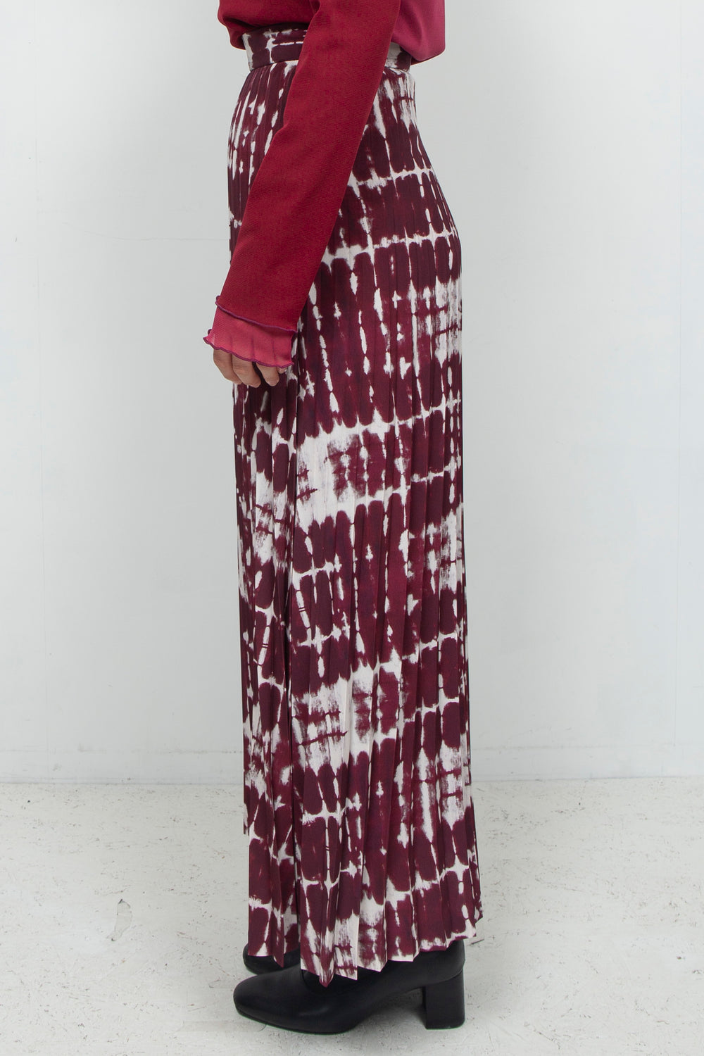 printed pleated skirt RED