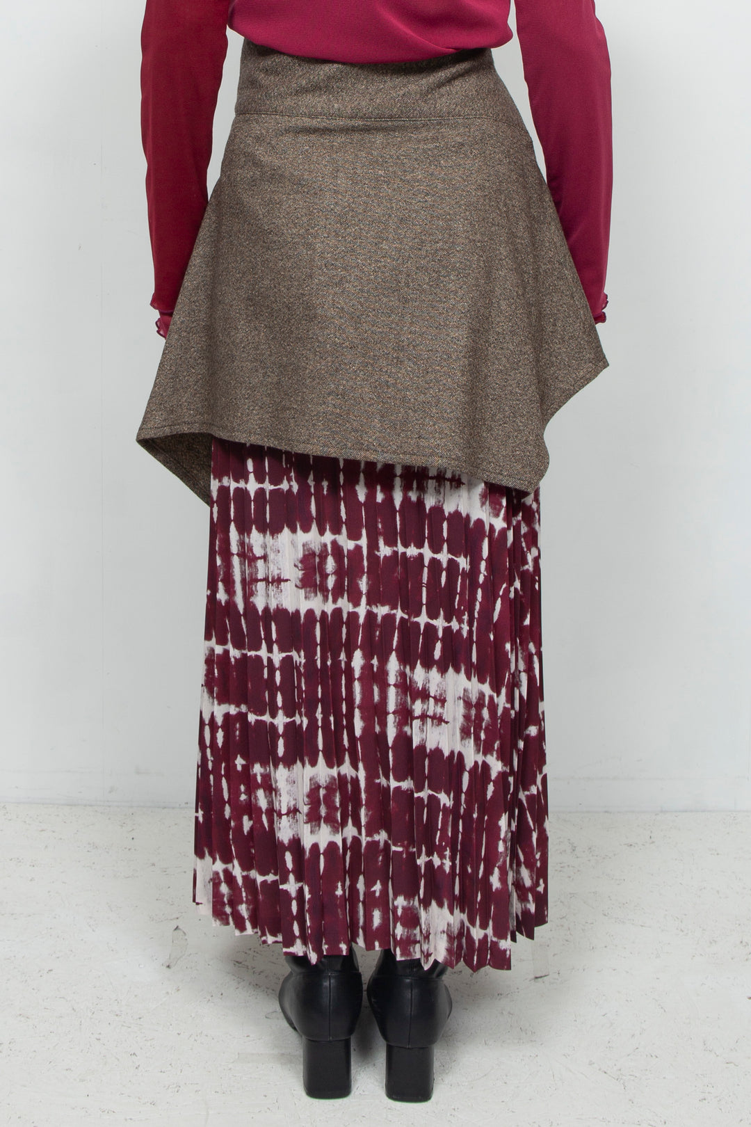 wool shaped rolled skirt BROWN