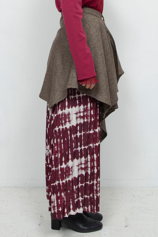 wool shaped rolled skirt BROWN