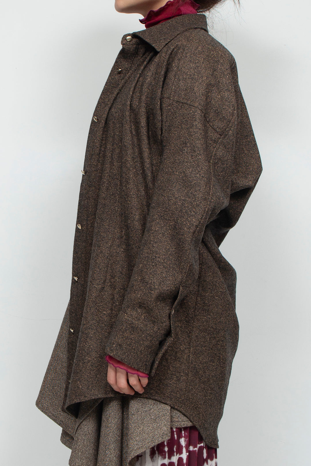 wool deformed shirt BROWN