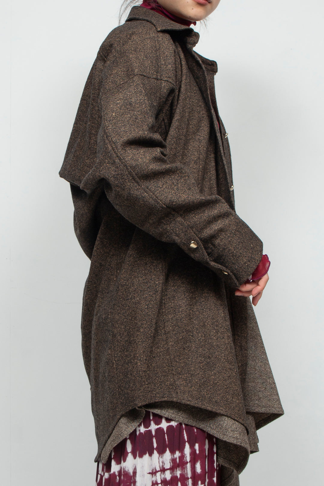 wool deformed shirt BROWN