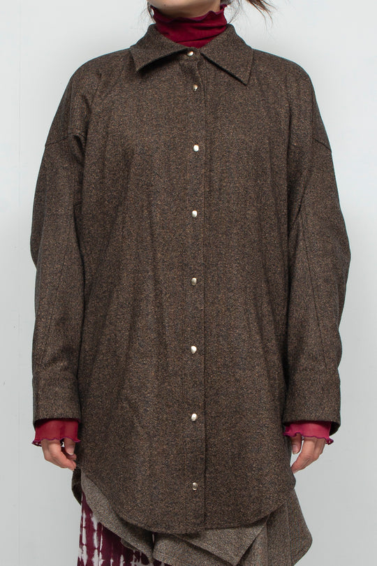 wool deformed shirt BROWN