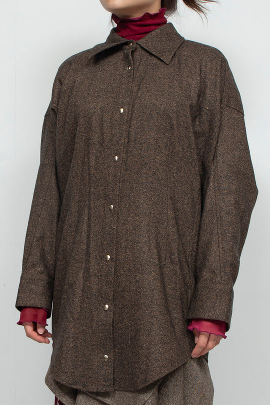 wool deformed shirt BROWN