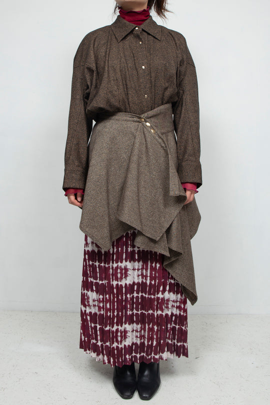 wool shaped rolled skirt BROWN