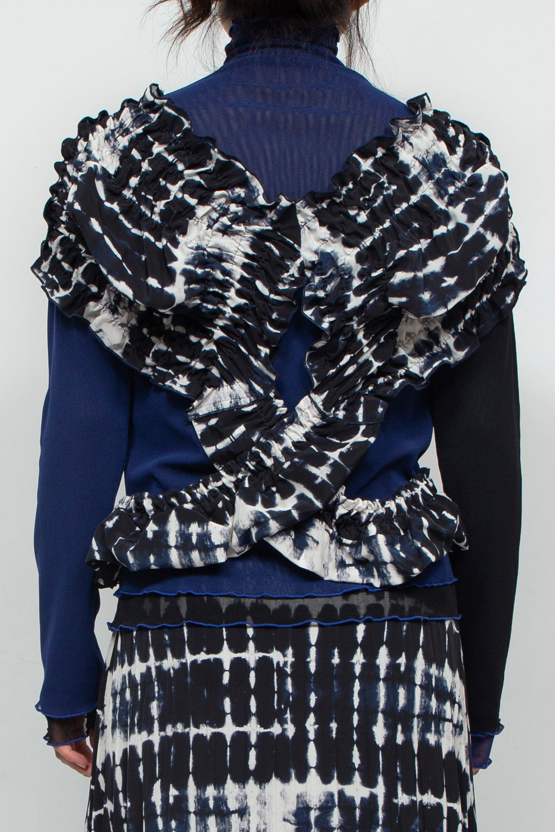 crossed shirring top NAVY