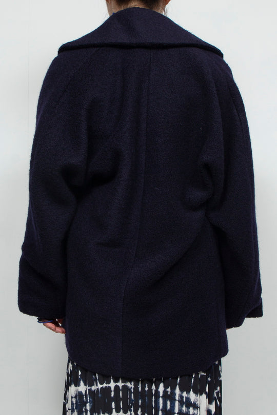 stretch boa coat NAVY