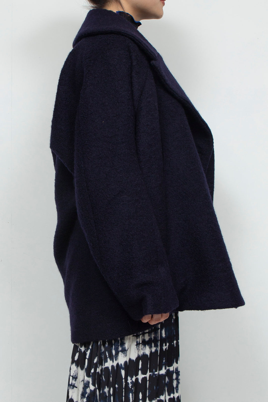 stretch boa coat NAVY