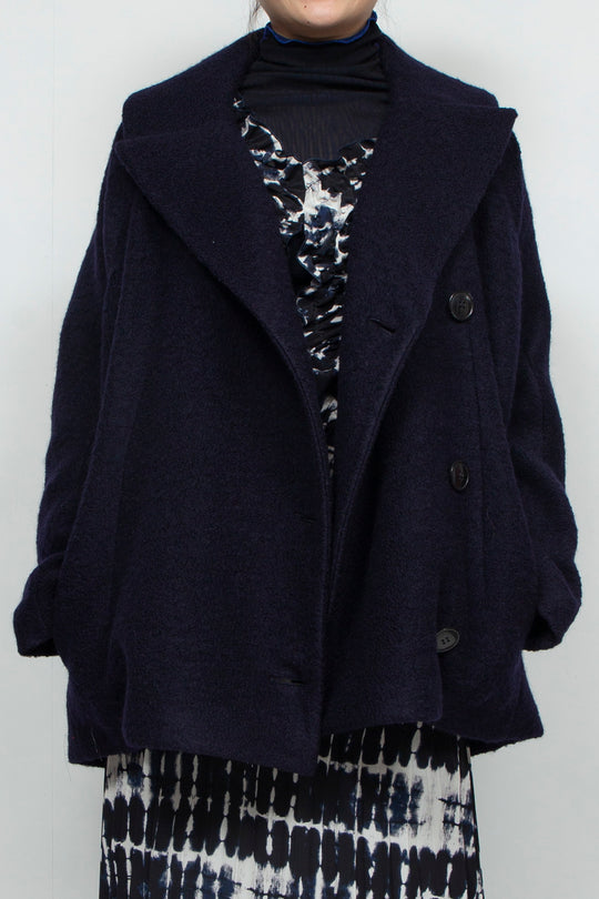 stretch boa coat NAVY