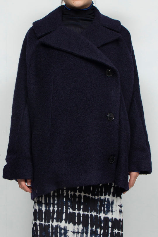 stretch boa coat NAVY