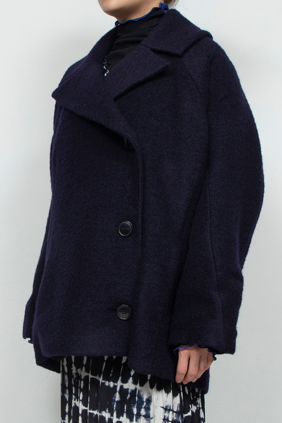 stretch boa coat NAVY