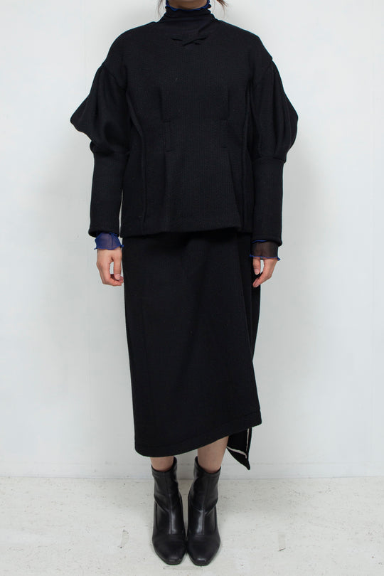 pulled hem skirt BLACK