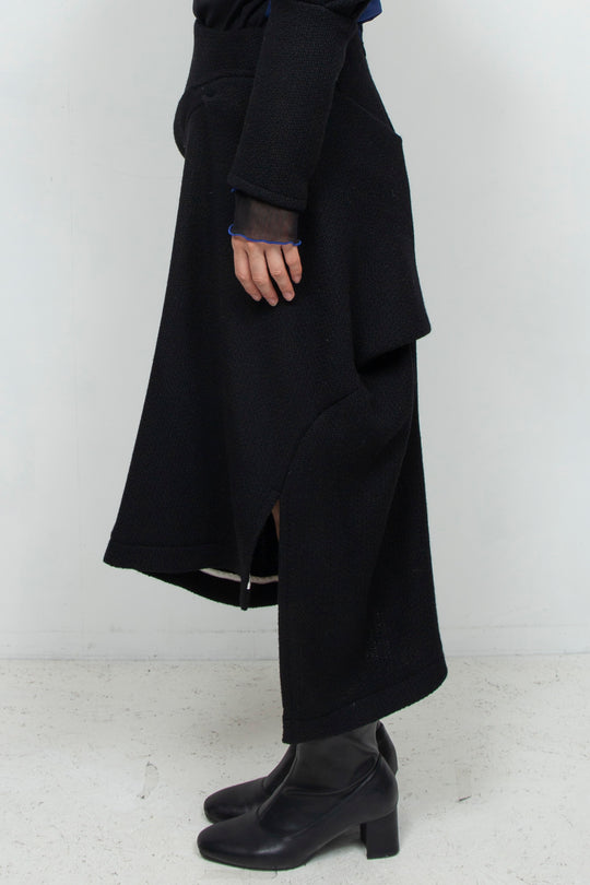 pulled hem skirt BLACK