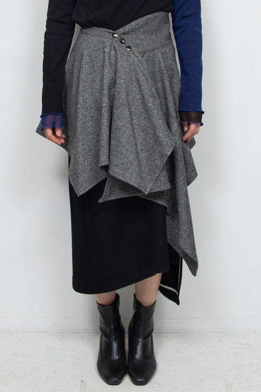 wool shaped rolled skirt GRAY