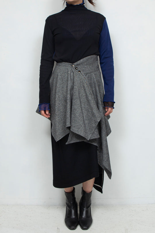 wool shaped rolled skirt GRAY