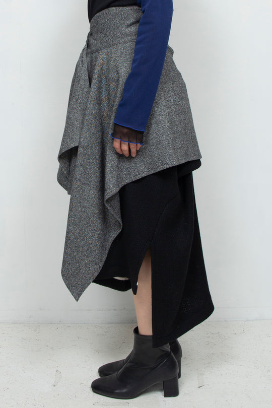 wool shaped rolled skirt GRAY