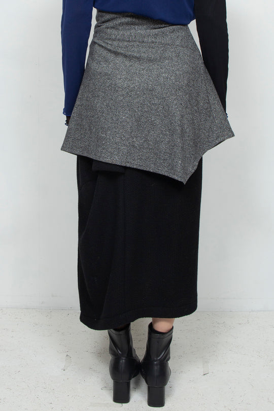 wool shaped rolled skirt GRAY