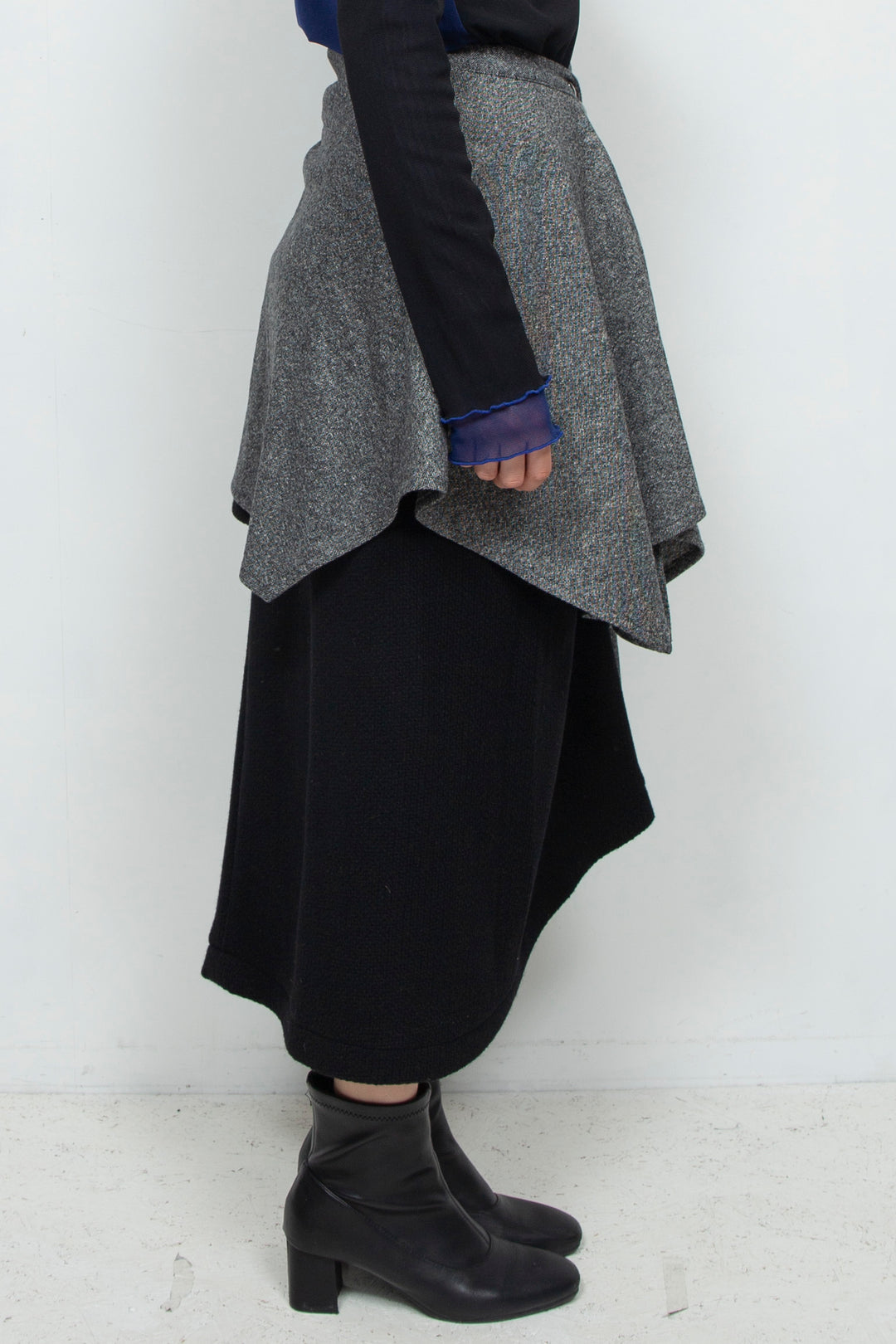 wool shaped rolled skirt GRAY