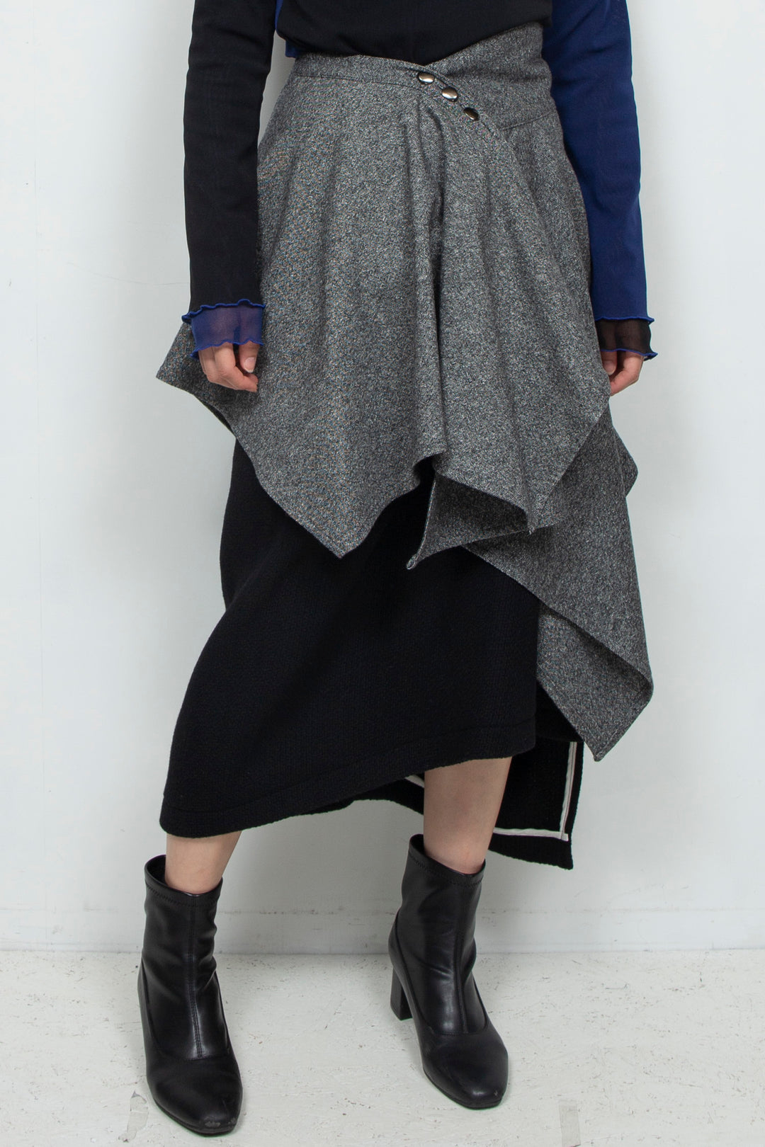 wool shaped rolled skirt GRAY