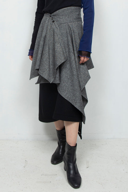 wool shaped rolled skirt GRAY