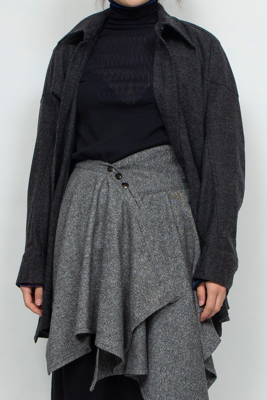 wool shaped rolled skirt GRAY