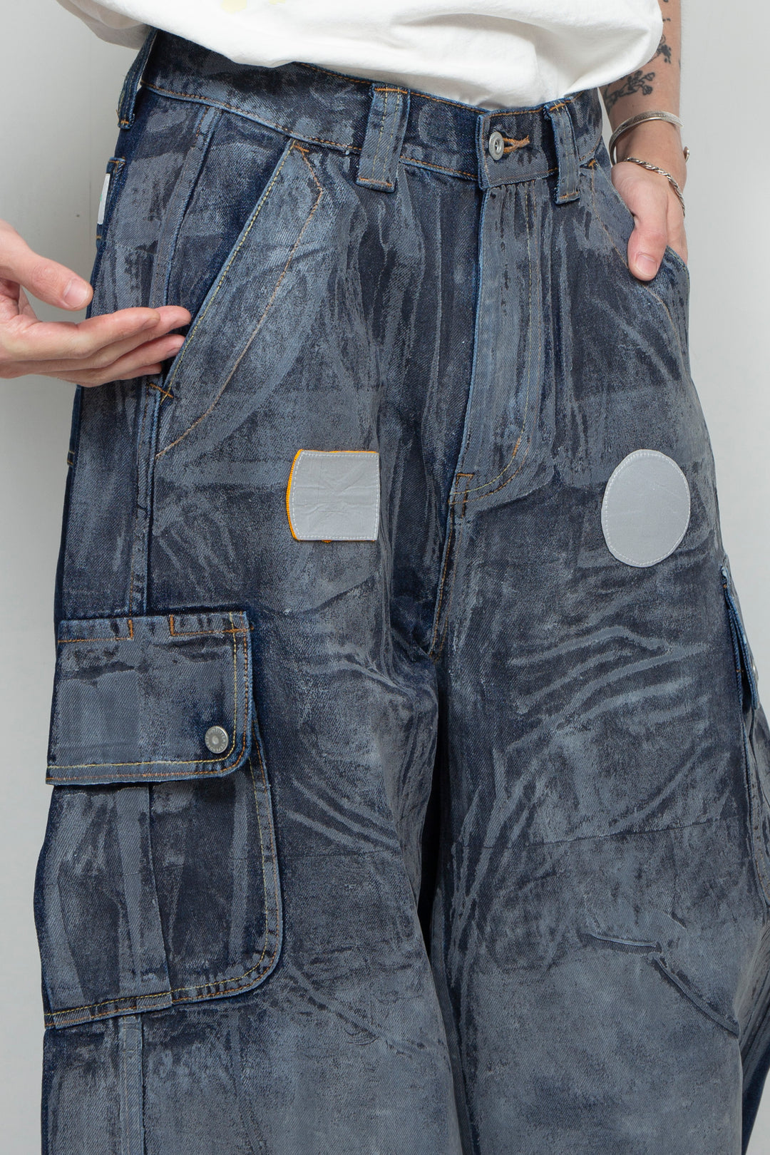 REFLECTIVE LAMINATE DENIM PT