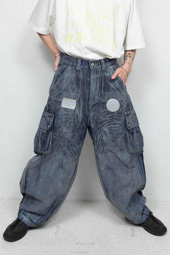 REFLECTIVE LAMINATE DENIM PT