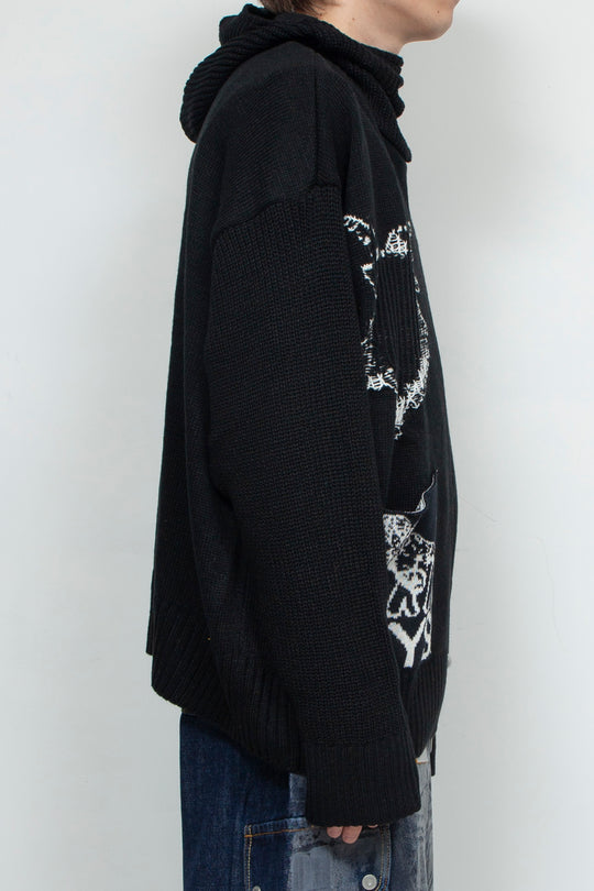 REVERSIBLE BALACLAVA SWEATER BLACK