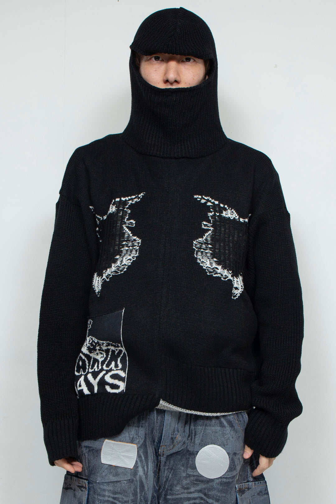 REVERSIBLE BALACLAVA SWEATER BLACK