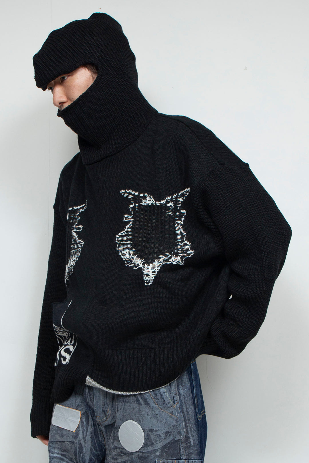 REVERSIBLE BALACLAVA SWEATER BLACK