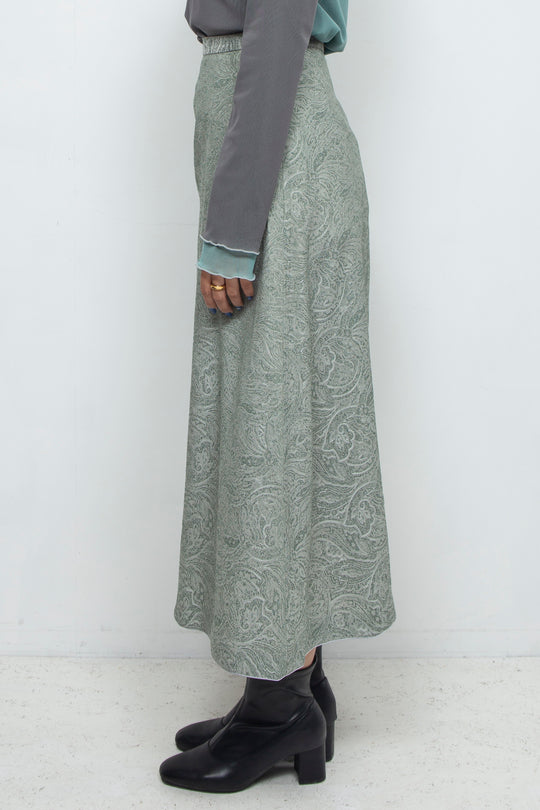 Linen-like Asymmetric Skirt Green