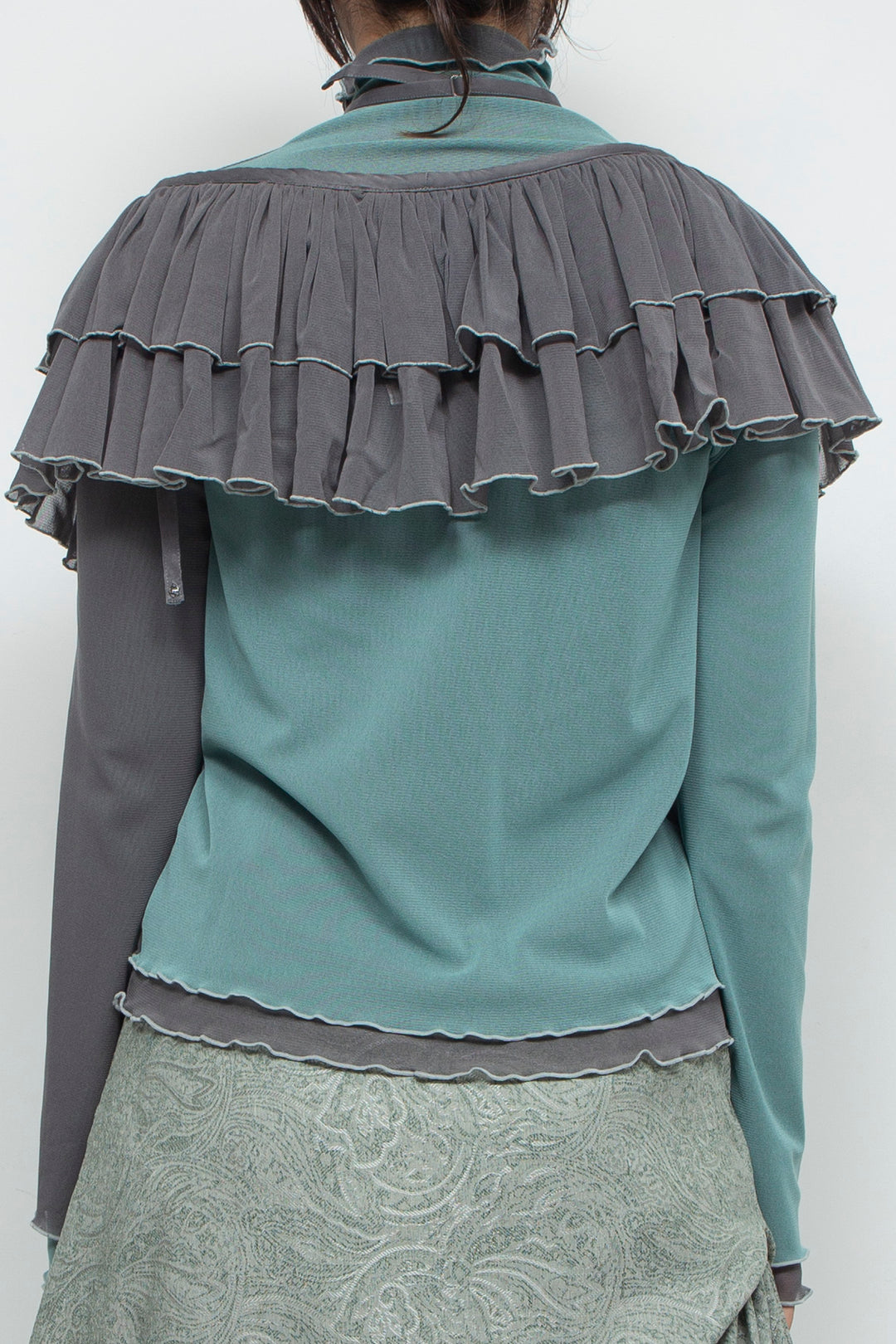 net tulle ruffle bib GRAY