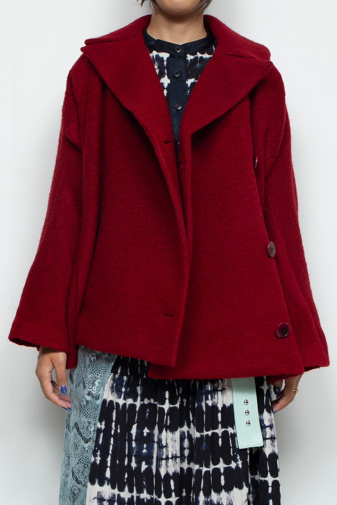 stretch boa coat RED