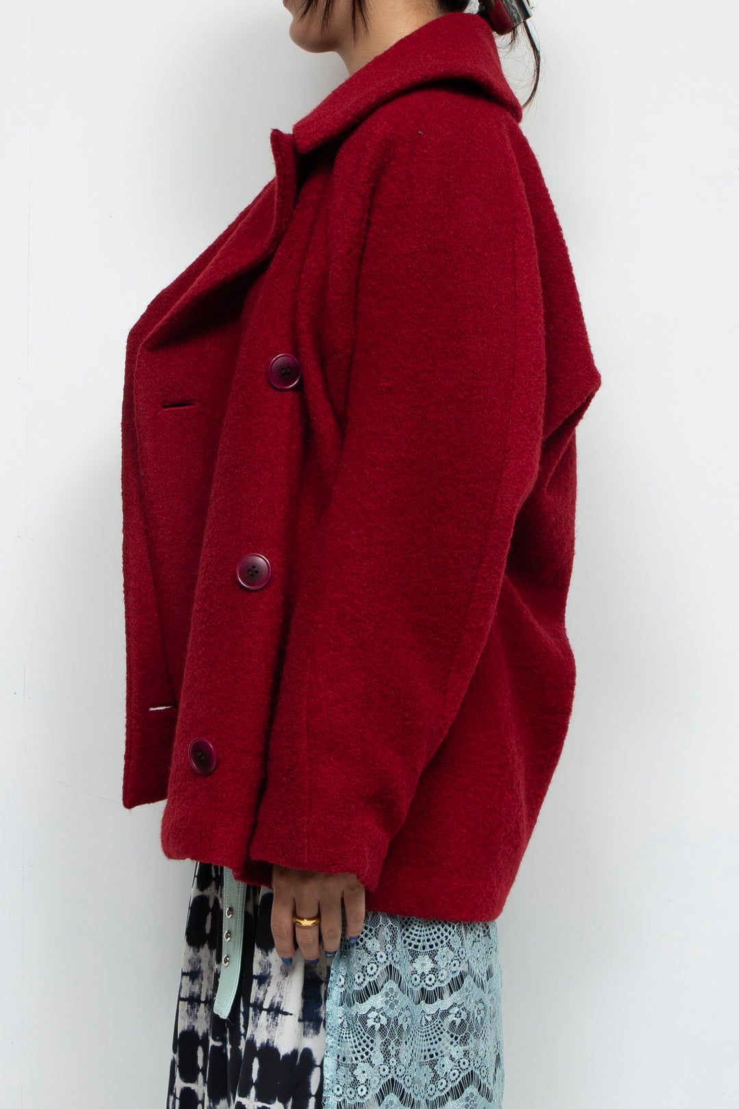 stretch boa coat RED