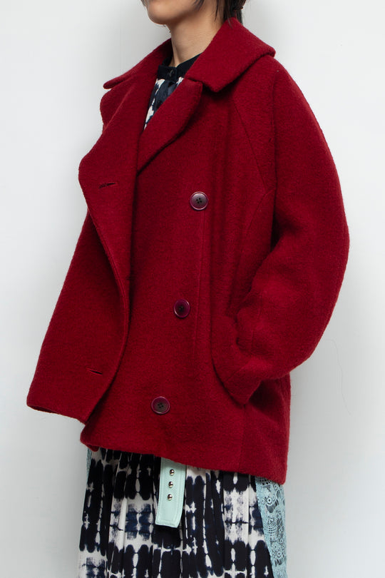 stretch boa coat RED