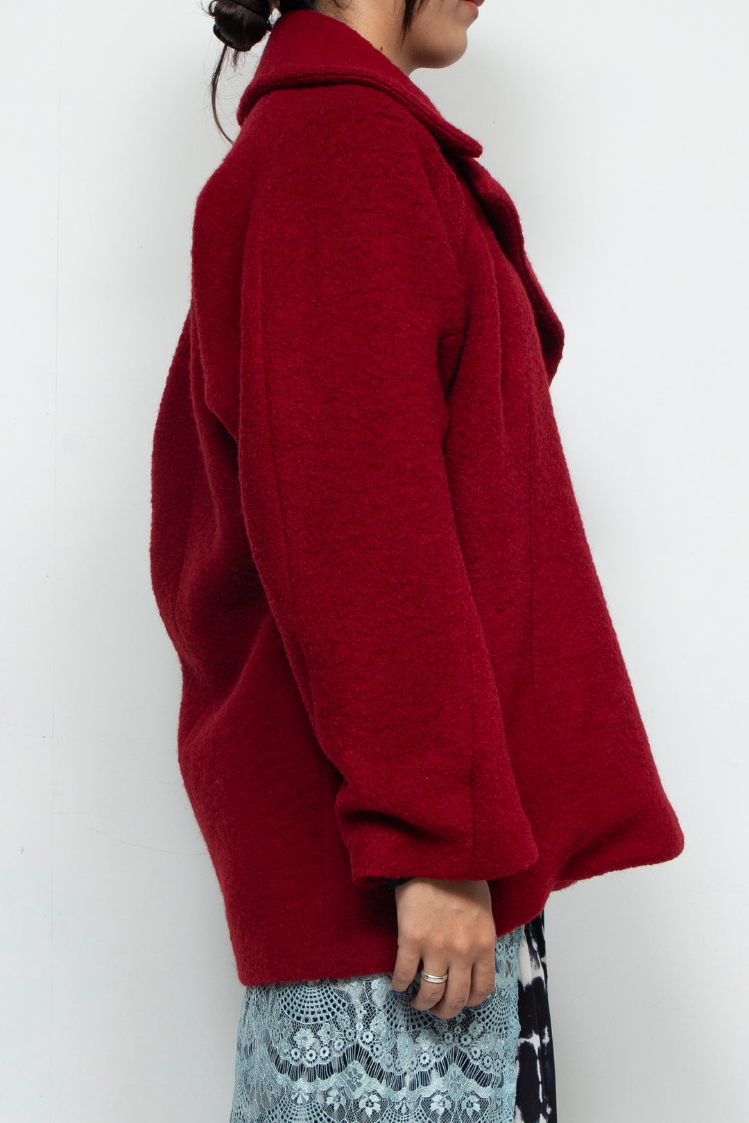 stretch boa coat RED