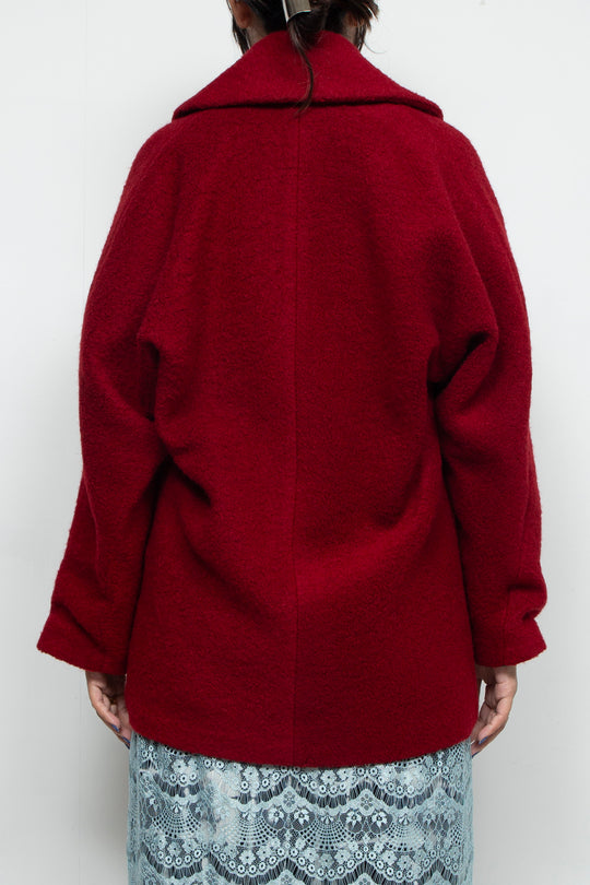 stretch boa coat RED