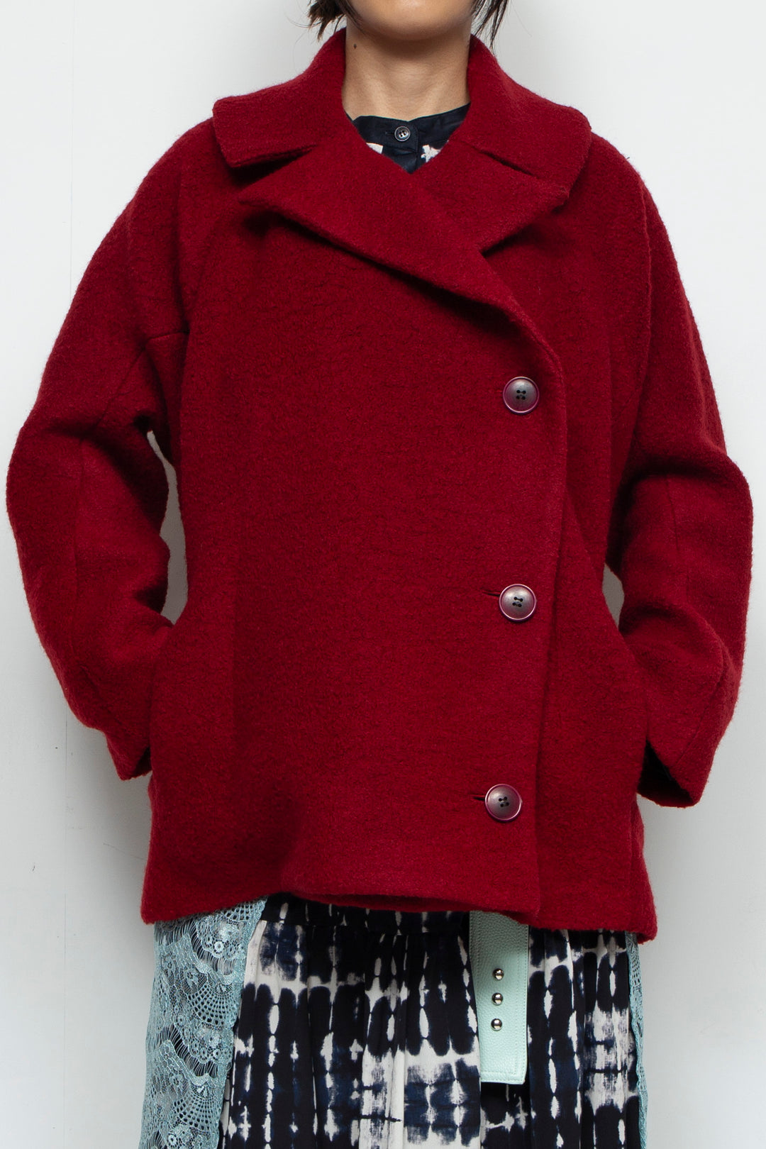 stretch boa coat RED