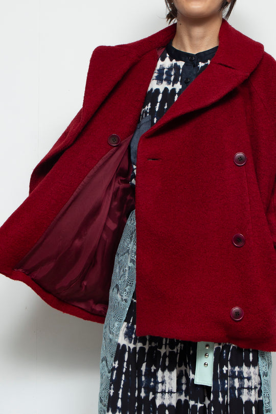 stretch boa coat RED