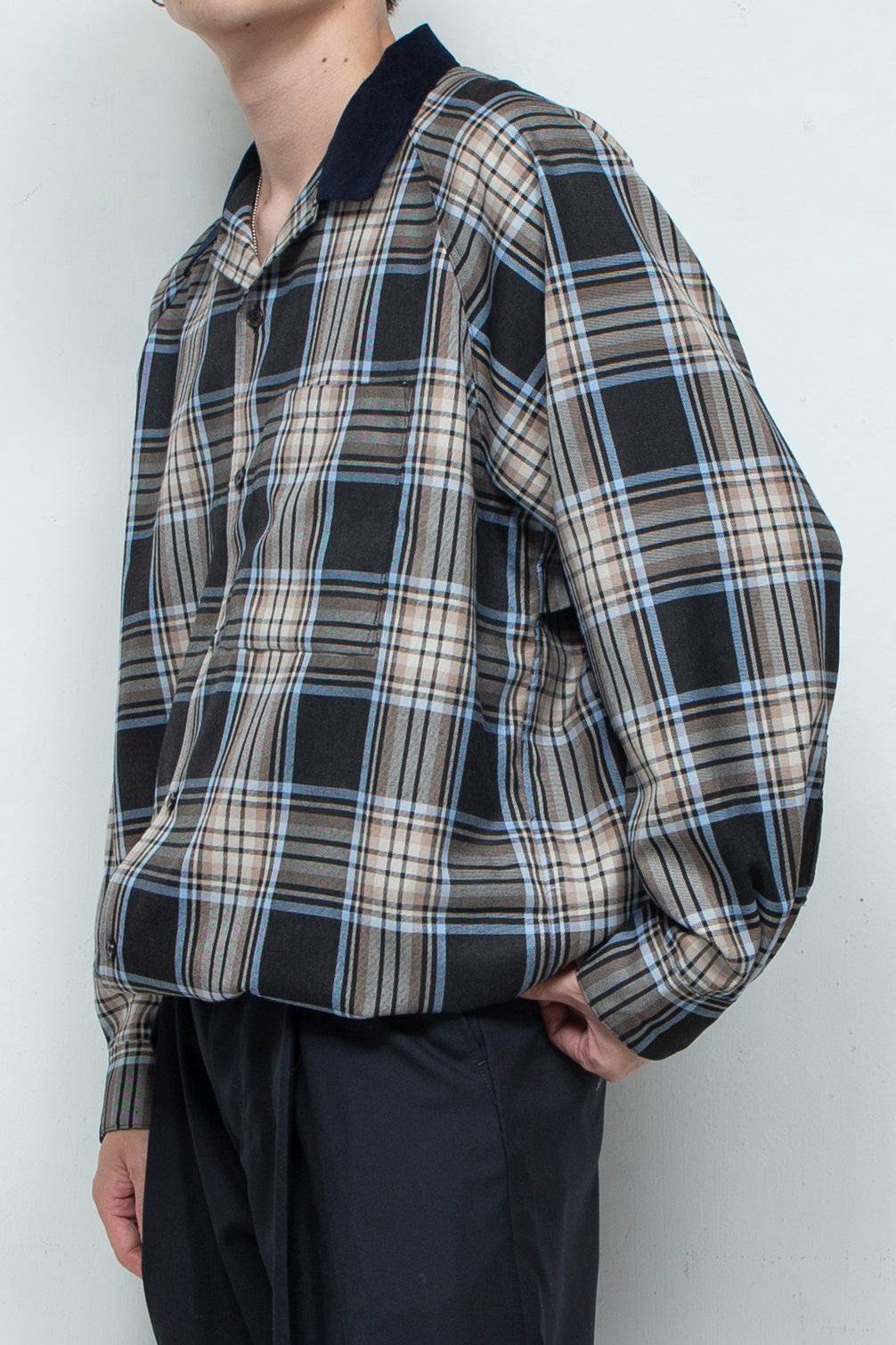 Ventilation Cleric Check Shirts Blouson NAVY