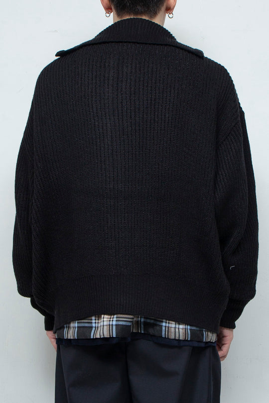 WASHI Wool Mix Drivers Knit Cardigan D.NAVY