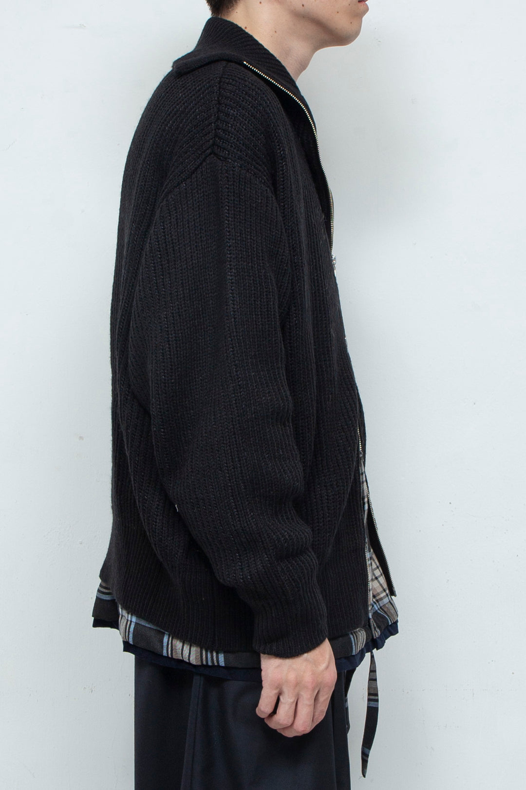 WASHI Wool Mix Drivers Knit Cardigan D.NAVY