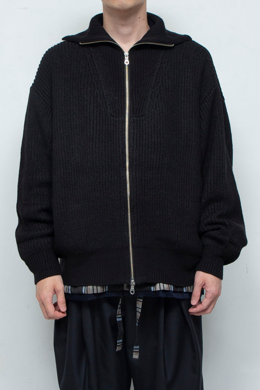 WASHI Wool Mix Drivers Knit Cardigan D.NAVY