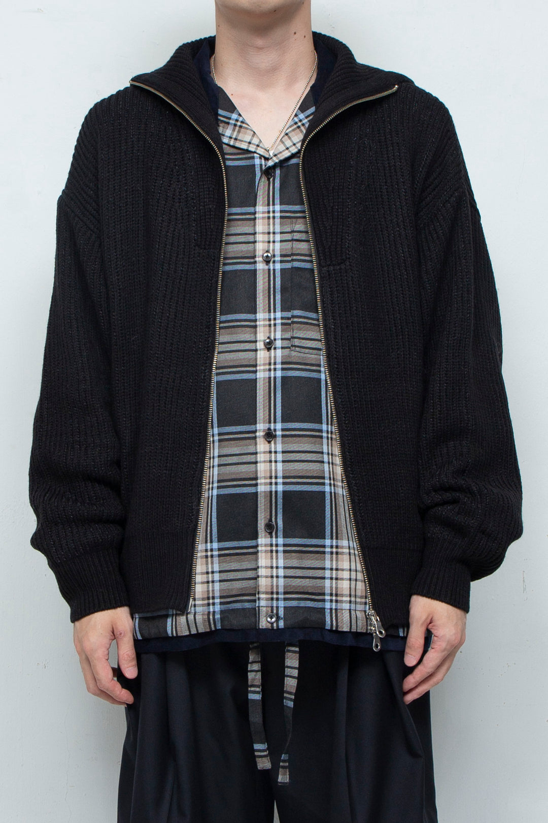 WASHI Wool Mix Drivers Knit Cardigan D.NAVY