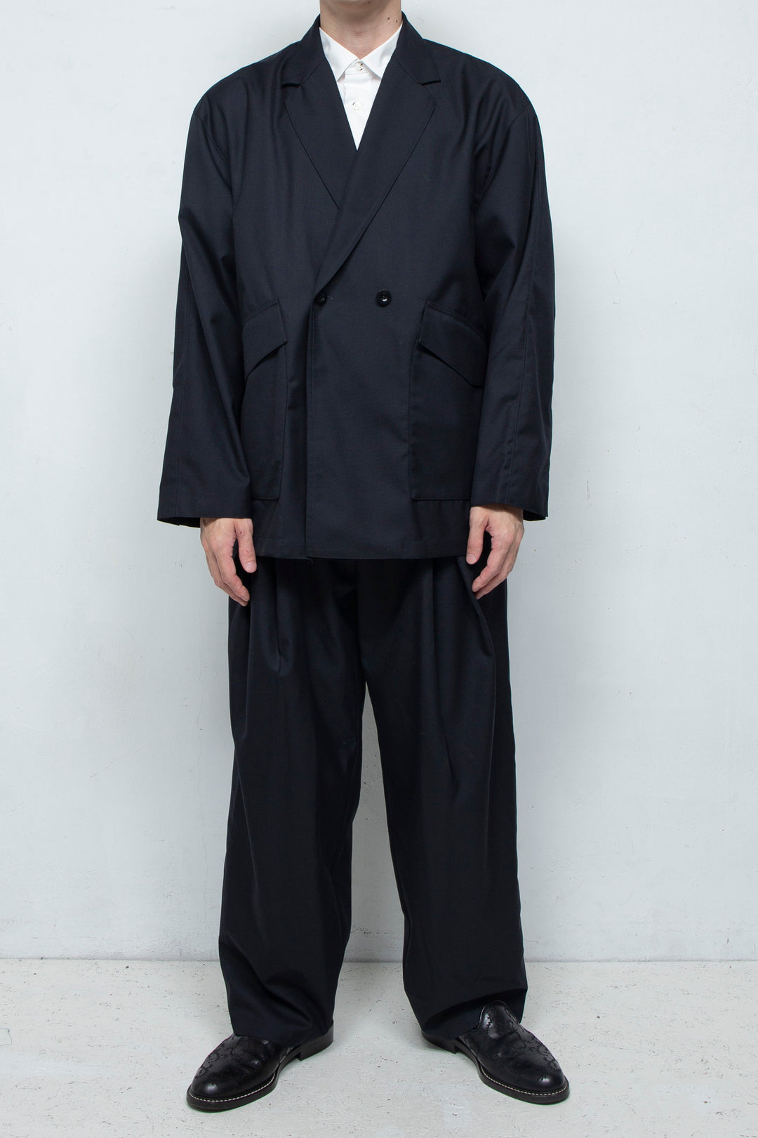 High Twist Wool Twill Semi-double Jacket D.NAVY